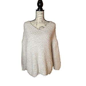 Altar’d State Size Small Medium Cream Chunky Knit Popcorn V Neck Sweater